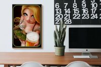Holzschild Spruch 20x30cm Pinup Oh schon Bier Uhr