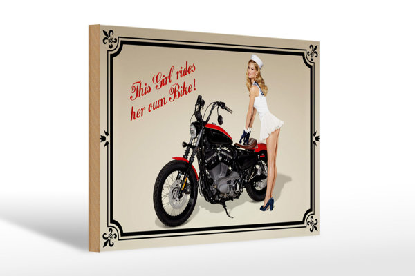 Holzschild Motorrad 30x20cm this girl rides her own Bike