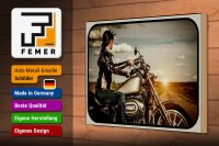 Holzschild Motorrad 30x20cm Frau Girl Sonnenaufgang