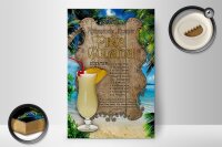 Holzschild Rezept 20x30cm Pina Colada Zutaten Rum Ananas