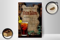 Holzschild Rezept 20x30cm Cuba Libre Zutaten Eiswürfel