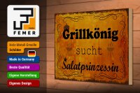Holzschild Spruch 30x20cm Grillkönig Salatprinzessin