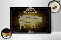 Holzschild Fleisch 30x20cm Schnitte Pork exklusive Menü