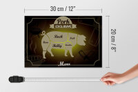 Holzschild Fleisch 30x20cm Schnitte Pork exklusive Menü