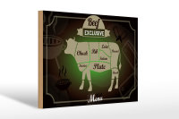 Holzschild Fleisch 30x20cm Schnitte Beef exklusive Menü