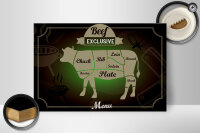 Holzschild Fleisch 30x20cm Schnitte Beef exklusive Menü