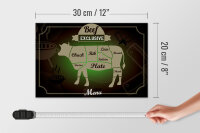 Holzschild Fleisch 30x20cm Schnitte Beef exklusive Menü
