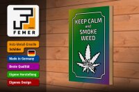 Holzschild Spruch 20x30cm keep calm and smoke weed