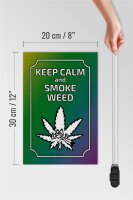 Holzschild Spruch 20x30cm keep calm and smoke weed