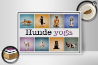 Holzschild Hund 30x20cm Hunde Yoga Wanddeko bunt