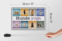 Holzschild Hund 30x20cm Hunde Yoga Wanddeko bunt