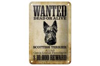 Blechschild Hund 12x18cm wanted Scottish Terrier