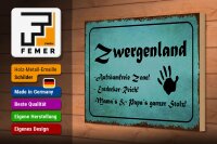 Holzschild Zwergenland 30x20cm Aufräumfreie Zone Reich