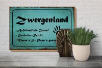Holzschild Zwergenland 30x20cm Aufräumfreie Zone Reich