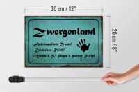 Holzschild Zwergenland 30x20cm Aufräumfreie Zone Reich