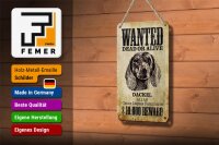 Blechschild Hund 12x18cm wanted dead Dackel Alias