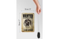 Blechschild Hund 12x18cm wanted dead Dackel Alias