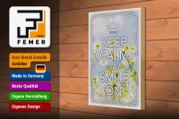Holzschild Spruch 20x30cm Keep Calm and smile on Krone