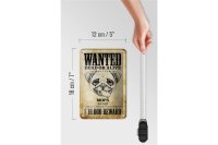 Blechschild Hund 12x18cm wanted dead Mops Alias Schild