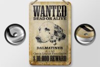 Blechschild Hund 12x18cm wanted dead Dalmatiner Schild