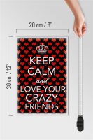 Holzschild Spruch 20x30cm Keep Calm and love crazy friends