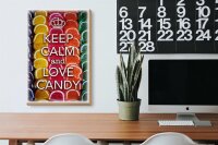 Holzschild Spruch 20x30cm Keep Calm and love candy
