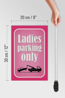 Holzschild Parken 20x30cm Ladies parking only rosa