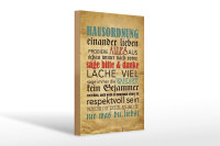 Holzschild Spruch 20x30cm Hausordnung sage bitte danke