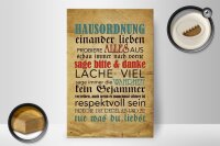 Holzschild Spruch 20x30cm Hausordnung sage bitte danke