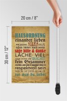 Holzschild Spruch 20x30cm Hausordnung sage bitte danke