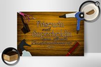 Holzschild Spruch 30x20cm Friseurin Superhelding