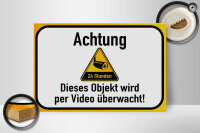 Holzschild Hinweis 30x20cm Achtung Objekt videoüberwacht