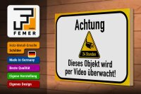 Holzschild Hinweis 30x20cm Achtung Objekt videoüberwacht
