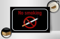 Holzschild Hinweis 30x20cm No smoking Rauchverbot schwarz