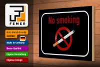 Holzschild Hinweis 30x20cm No smoking Rauchverbot schwarz