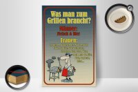 Holzschild Spruch 20x30cm Grillen Männer Fleisch Bier
