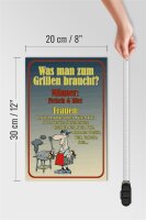 Holzschild Spruch 20x30cm Grillen Männer Fleisch Bier