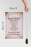 Holzschild Spruch 20x30cm Hotel Mama All inklusive 24/7