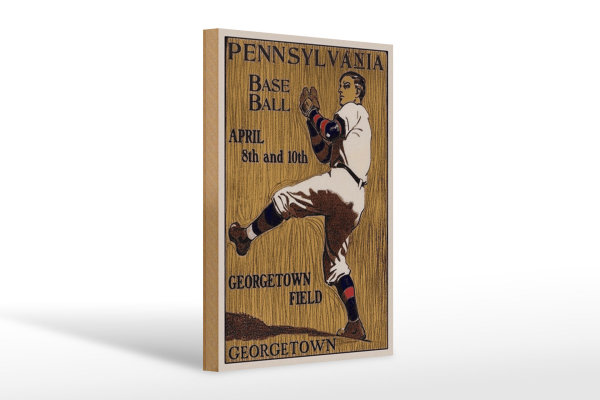 Holzschild Retro 20x30cm Pennsylvania Baseball April 8th