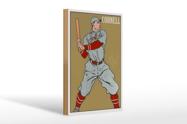 Holzschild Retro 20x30cm Cornell Baseball Schlagmann
