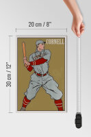 Holzschild Retro 20x30cm Cornell Baseball Schlagmann