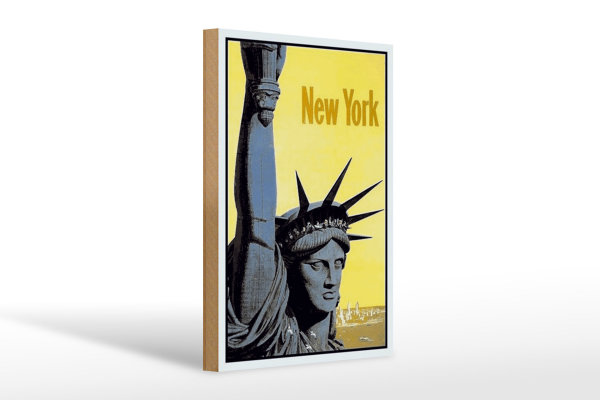Holzschild Retro 20x30cm New York Statue of Liberty
