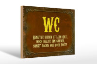 Holzschild Spruch 30x20cm WC benutze diesen stillen Ort rot