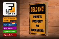 Holzschild Hinweis 20x30cm Dead end private property no