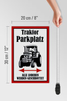 Holzschild Parken 20x30cm Traktor Parkplatz links rechts