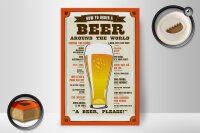 Holzschild Bier 20x30cm Beer around the world beer please