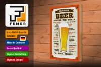 Holzschild Bier 20x30cm Beer around the world beer please