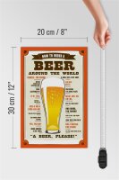 Holzschild Bier 20x30cm Beer around the world beer please