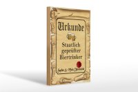 Holzschild Bier 20x30cm Urkunde geprüfter Biertrinker
