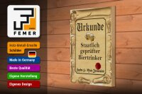 Holzschild Bier 20x30cm Urkunde geprüfter Biertrinker